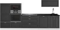Vicco Complete keukeneenheid Fame-Line, Anthrazit-Gold Landhaus/Wit, 340 cm