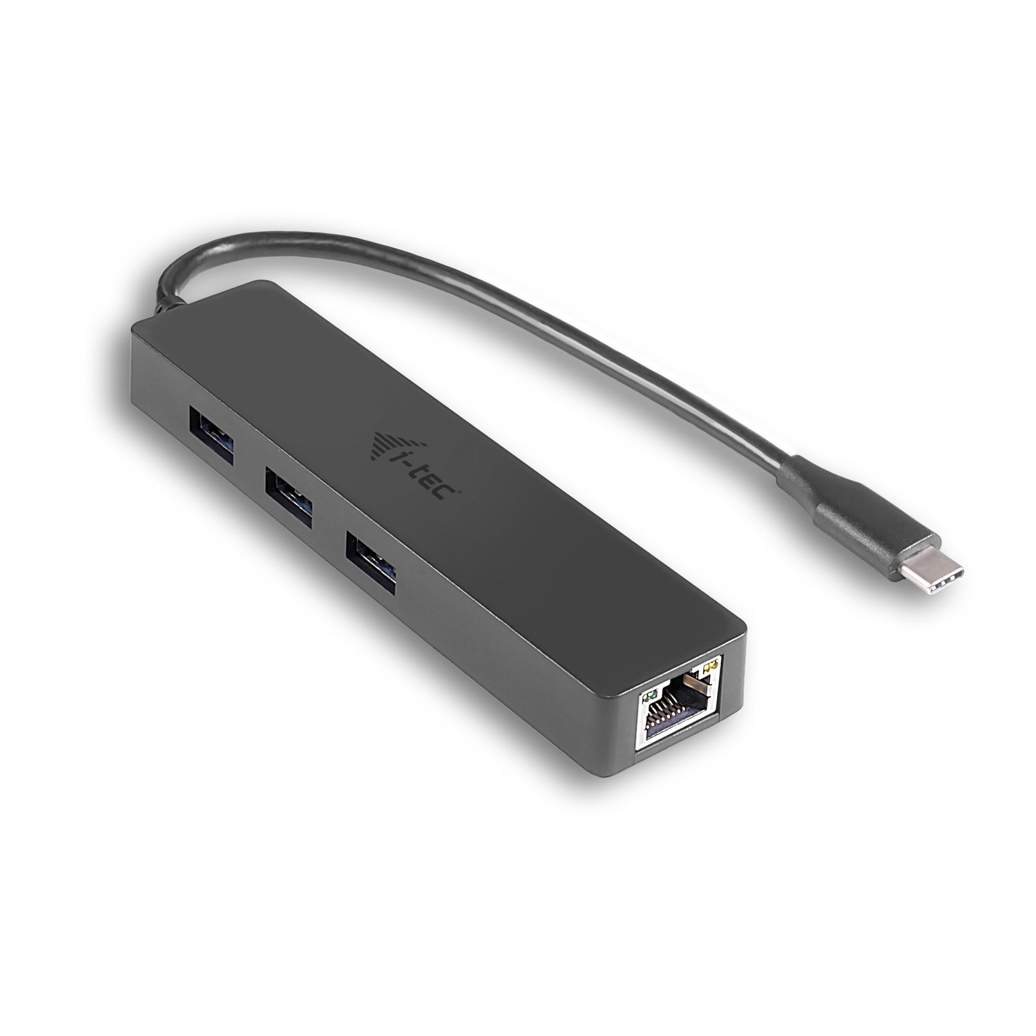 i-Tec Advance USB-C Slim Passive HUB 3 Port + Gigabit Ethernet Adapter - Zwart