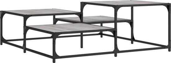 vidaXL Salontafel 107x107x40 cm bewerkt hout grijs sonoma eikenkleurig