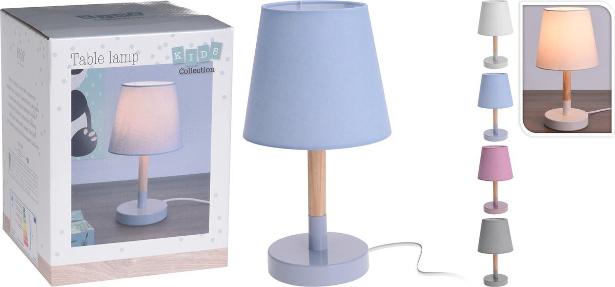 Home & Styling Home&Styling Tafellamp - Met lampenkap - Kinderlamp - Grijs