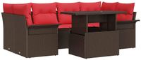 vidaXL Tuinbank Set 7-zits Bruin Polyrotan