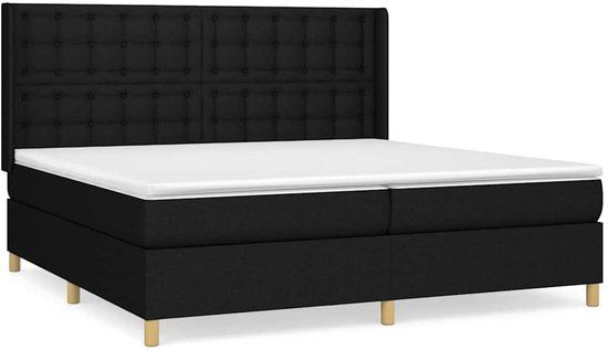 vidaXL Boxspring met matras stof zwart 200x200 cm