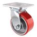 WAGNER Soft Heavy Duty zwenkwiel - diameter 100 mm, bouwhoogte 135 mm, staal & gietijzer, softloopvlak, rood/zilver, schroefplaat 100 x 115 mm, draagkracht 230 kg - 04011601