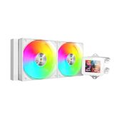 Mars Gaming ML-VISION240, AIO-Vloeistofkoeling, TDP 500W, 2x ARGB-Ventilatoren met Koperen en Aluminium FDB-Kern, 4:3 IPS LCD-Scherm met 360° Rotatie en Software, Universele Multisocket, Wit