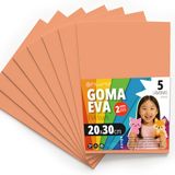 OFITURIA EVA-rubber voor school- en creatieve werkzaamheden, gekleurde schuimplaten voor doe-het-zelfprojecten, kunst, kinderdecoratie, scrapbooking, kunsthandwerk, 20 x 30 cm (perzik, 5 stuks)