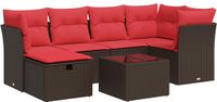 vidaXL 7-delige Loungeset met kussens polyrattan bruin
