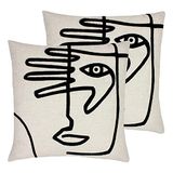 furn. Mono Face Twin Pack Polyester gevulde kussens, linnen, 50 x 50 cm