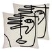 furn. Mono Face Twin Pack Polyester gevulde kussens, linnen, 50 x 50 cm