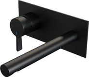 Brauer Black Edition Inbouw Wastafelmengkraan met Rechte Uitloop en Afdekplaat Model E2 Mat Zwart
