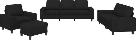 vidaXL 4-delige Loungeset stof zwart