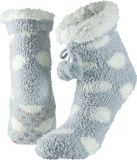 Apollo pantoufles - gris à pois blancs - femmes - antidérapant - polaire - taille unique