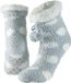 Apollo Huissokken/slofsokken - grijs met witte stippen - dames - anti-slip - fleece - one size