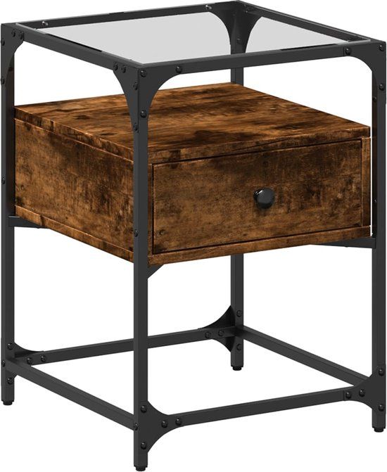 vidaXL Nachtkastje 40x40x55 cm bewerkt hout gerookt eikenkleurig
