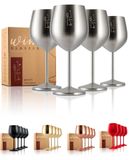 Verres à vin en acier inoxydable, ensemble de 4, résistants aux chocs