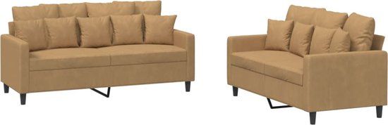 VidaXL 2-delige Loungeset met kussens fluweel bruin