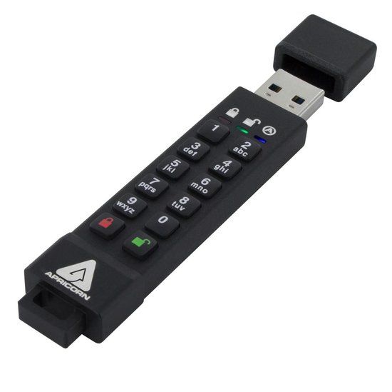 Apricorn Aegis Secure Key 3z - USB-stick - 128GB - Zwart