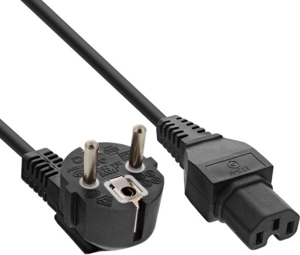Inline Stroomkabel met C15 warmte-plug - zwart - 3 meter