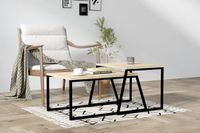Hanah Home Moderne koffietafel met wandmontageoptie, eiken en zwart, 75 x 37 x 50 cm, 100% melamine gecoat, 18 mm dik, stijlvol design met extra opslag en planken