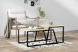 Hanah Home Moderne koffietafel met wandmontageoptie, eiken en zwart, 75 x 37 x 50 cm, 100% melamine gecoat, 18 mm dik, stijlvol design met extra opslag en planken