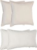 Atmosphera Bank/sierkussens Sophia - set 4x - Ivoor wit - polyester - met rits
