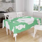 Bonamaison Tafelkleed, Anti-Mold, Sneldrogend, Waterdicht, 100% Polyester Tafellaken, Petroleum Groen, Wit, 140 x 160 Cm