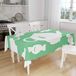 Bonamaison Tafelkleed, Anti-Mold, Sneldrogend, Waterdicht, 100% Polyester Tafellaken, Petroleum Groen, Wit, 140 x 160 Cm