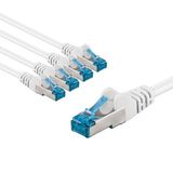 goobay 5 stuks CAT 6A 66051 netwerkkabel S/FTP/CU afgeschermde patchkabel - PiMF LSZH/Cat 6a ethernetkabel - 10 Gbits - wit - 5 x 5 m