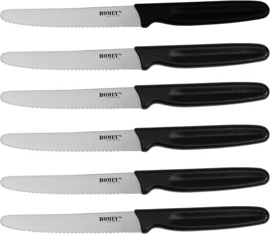Homey's Mölti 6-delige Steak- en Tomatenmessenset - 11cm - Zwart