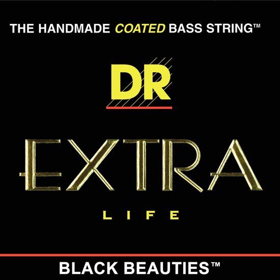DR Strings Black Beauties BKBT-50 - 4-String Bass Guitar Strings - 50-110