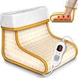 Unyqoos Elektrische voetenwarmer (voetenzak), beige – 6 warmtestanden, 100W, timer van 90 minuten, oververwarmingsbeveiliging en automatische uitschakeling, geschikt tot maat 46, wasbaar op 30°C