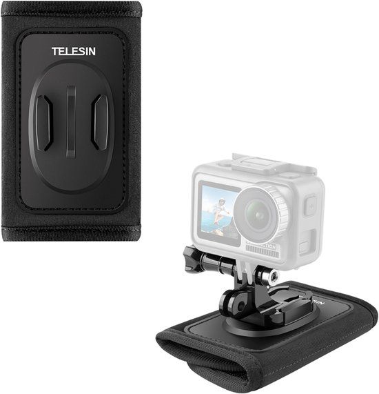 Telesin 360° Roterende Rugzak Bevestiging - Geschikt voor GoPro / DJI OSMO & ActionCam - Zwart