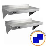 MonsterShop KuKoo 2x Wandschap - RVS - 90cm x 30cm - Inclusief 2 Microvezeldoeken