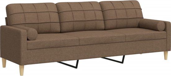 vidaXL Driezitsbank met sierkussens 210 cm stof bruin