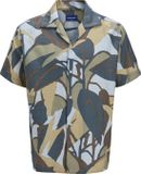 JACK&JONES JORTAVIRA MARSHALL AOP SHIRT SS OC25 Heren Overhemd Korte Mouw Viscose Polyamide Katoen Gebloemd Silver Sage S