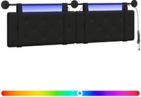 vidaXL Hangend hoofdbord Met LED-verlichting Zwart Kunstleer