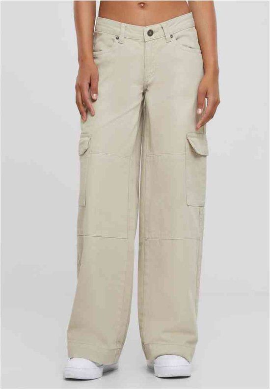 Urban Classics Low Waist Denim Cargobroek - Gebroken wit - Maat 34