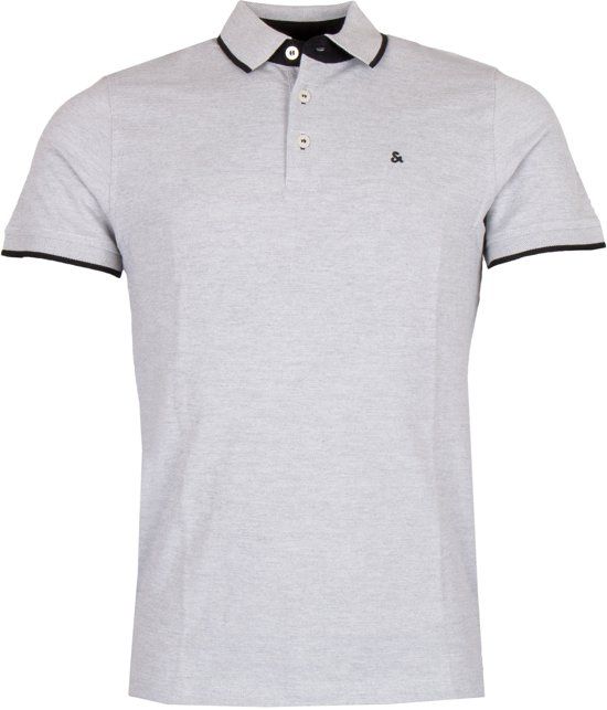 Jack & Jones Poloshirt - Maat M - Mannen - licht grijs/zwart