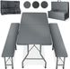 Blumtal Table de pique-nique pliante - Table de bière avec bancs - Table pliante - 8 personnes - Ensemble de table de camping - Gris - Aspect rotin