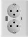 2USB EasyCharge DUO EU Glanzend Wit Dubbel USB Stopcontact Inbouw