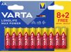 Varta Longlife Max Power AA Blister 10 (8+2) AA batterij (penlite) Alkaline 1.5 V 10 stuk(s)