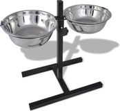 vidaXL Verstelbare dubbele honden / katten voederbak (2 x 4,1L RVS bakken)