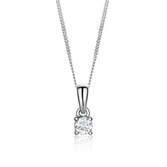 Miore - Witgoud Diamant Ketting met Hanger - 14 Karaat Goud - Dames - 45 cm