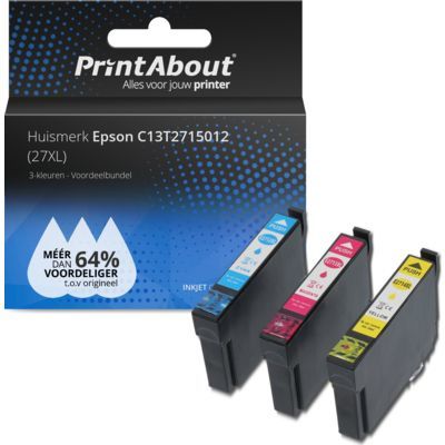 PrintAbout Huismerk Epson 27XL (T2715) Inktcartridge 3-kleuren Voordeelbundel | Compatibel