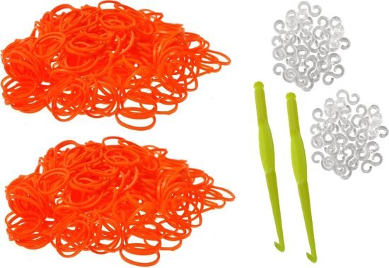 Behave 600 Loom Bands met 2 weefhaken en S-clips oranje