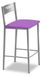 Tabouret de cuisine avec dossier, en similicuir, couleur aubergine, 90 cm