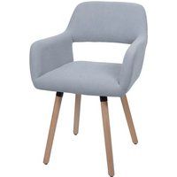 Mendler Eetkamerstoel HWC-A50 II - Gestoffeerde stoel - Hout en geribbelde stof - 400 g/m² - Lichtgrijs