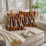 Boraboi Luxe Decoratieve Kussenhoezen set van 2, Zachte Suède Touch - 30x50cm - Bruin, Geel, Crème Kleur