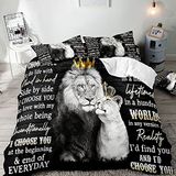 VIVIHOME Beddengoedset met leeuwen, kingsize dekbedovertrek, zwart beddengoed met Afrikaanse safaridieren, dekbedovertrek, dekbedovertrek, slaapkamerdecoratie voor koppels, romantische
