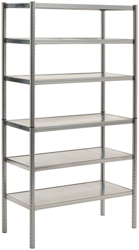 Raaco AT HOME Stellingrek 2m hoog 6 legborden Zilver
