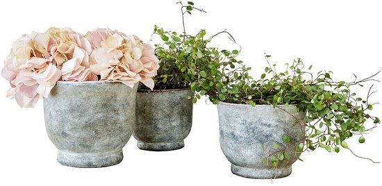 Loberon Sierpot set van 3 Ravetta grijs/wit